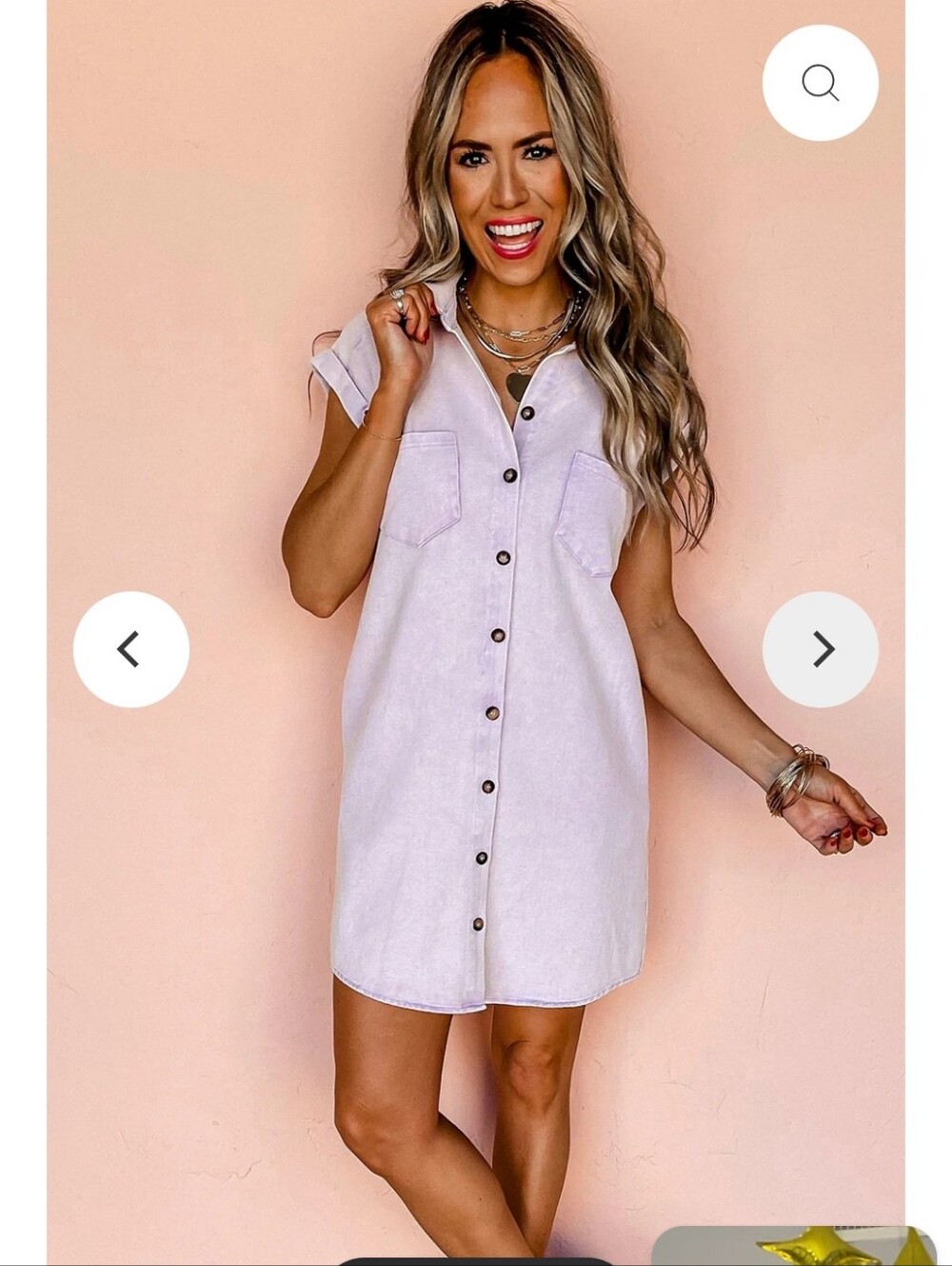 Boutique Casual Lavender Button-Front Jean Dress